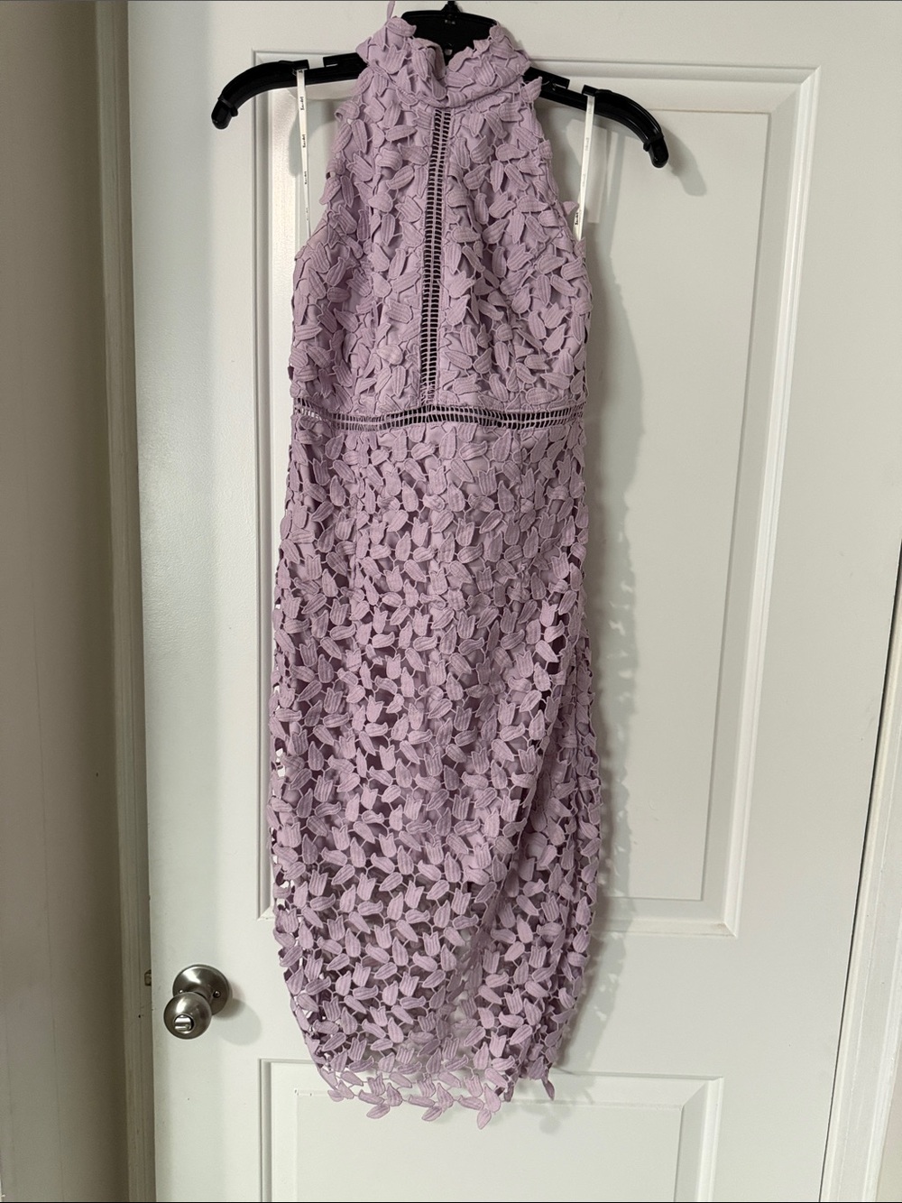 Bardot Lavender Lace Halter Midi Dress